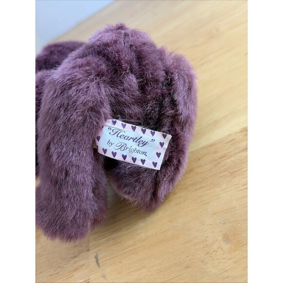 Brighton Plush Teddy Bear Heartley Heart Charm & Heart Nose Purple Pink Bow 6" - Picture 3 of 4